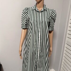 Green and White Striped Dress